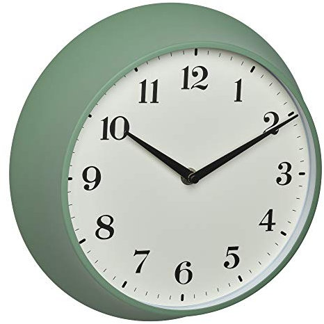 TFA Dostmann Analoge Retro Wanduhr, 60.3540.04, Funk-Wanduhr, aus Metall, grün, (l) 270 x (b) 82 x (h) 270 mm