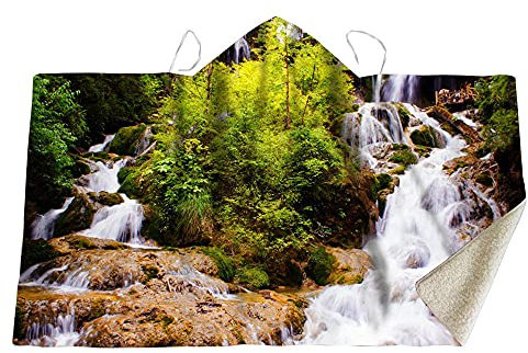 YUNHOME Kapuzendecke Decke Mit Kapuze Kuscheldecke Blanket Hoodie Waldwasser, Decke Mantel, Magische Hutdecke, Kinderdecke, Nickerchendecke, Hutdecke, Verbundtuch-100X150.