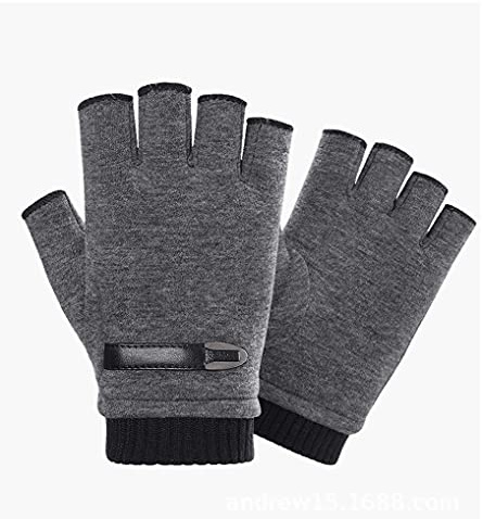 YJZQ Guanti da ciclismo invernali da uomo Guanti da fitness Mezze dita in pile imbottiti termici da equitazione guanti da ciclismo per uomo guanti da esterno, grigio