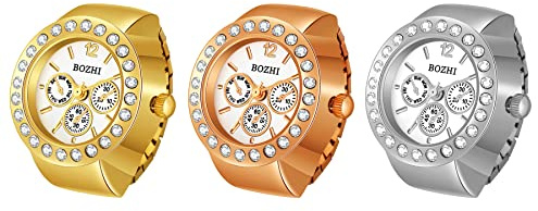 Ringuhr Avaner Fingeruhr mit rundes Farbzifferblatt Einfach Rund Fingerring Uhr Analog Quarz Elastisch Ring Uhr Uhrenring für Herren Damen