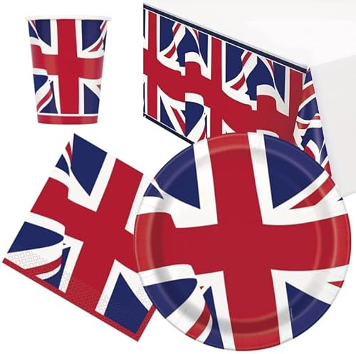 Union Jack Party Tableware Pack for 8