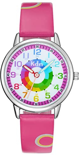 KDM Unisexes-Enfants Analogique Quartz Montre avec Bracelet en Cuir 8130 Red