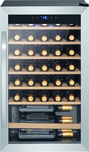 ProfiCook Weinkühlschrank | 36 Flaschen | Getränkekühlschrank | UV-beständige Glastür | Weinkühler | LED-Beleuchtung | 7 Lagerebenen - Davon 6 herausnehmbar | 4-18°C | PC-WK 1235