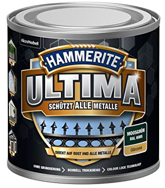 Hammerite Ultima Glänzend, Metallschutzlack, Hochwertiger Schutzlack für alle Metalle im Außenbereich, Saphirblau RAL5003, 750 ml