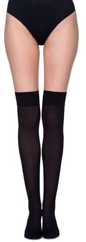 Annes styling Calze sopra il ginocchio da donna, altezza al ginocchio, classiche, 60 denari, autoreggenti, Nero