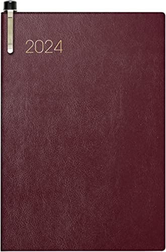 BRUNNEN Wochenkalender Modell 723 2024 2 Seiten = 1 Woche Blattgröße 7,6 x 11,2 cm bordeaux