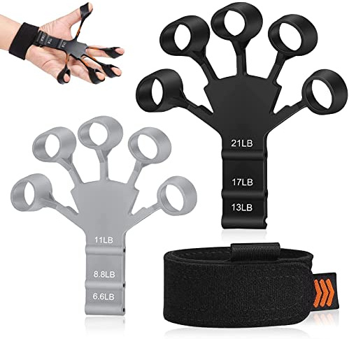 XindongZ 2 Stück Fingerstrecker-Übungsgerät, Handtrainer, Fingertrainer, verstellbarer Silikon-Handtrainer, griffiger Fingertrainer zur Verbesserung der Funktion und Bewegung der Finger
