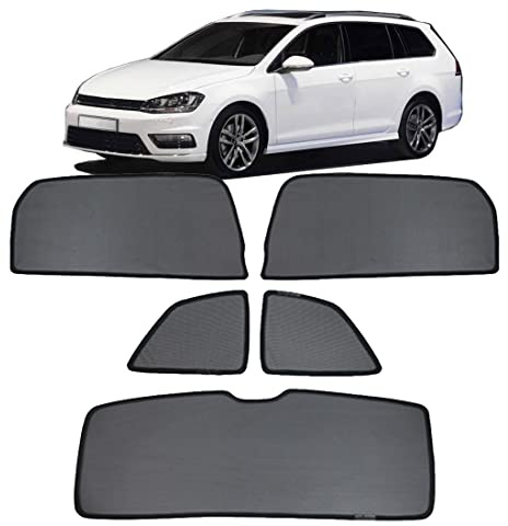 ZJIEX Sonnenschutz Auto Vorhang Für Baby Kinder Sonnenblende Für Golf 7 Variant 2013-2020 UV Schutz Magnetisch Sonnenschutz Für Autofenster Seitenscheibe Schwarz,Rear+Triangular+Back-windscreen-5PCS