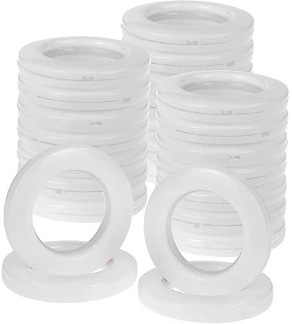 Kinsinder 32 anelli con occhielli per tende, rotondi in plastica, diametro interno 40 mm, anelli fai da te per tende da finestra e doccia (bianco)