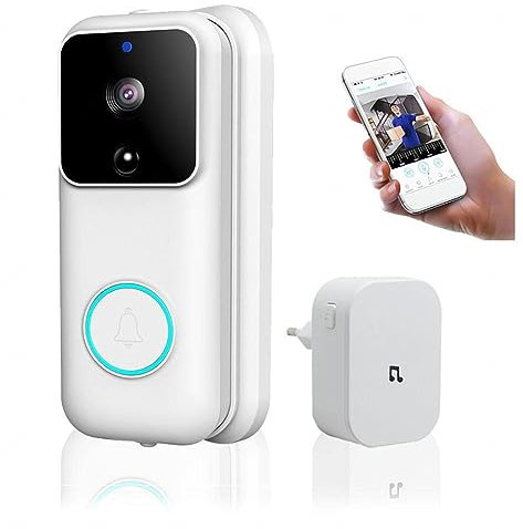Visiophone sans Fil Longue PortéE, Wi-FI AméLioré (2,4/5 Ghz) Visiophone Connecté VidéO HDR, Vision Nocturne,Conversation Et D'éCoute HD Et AccèS à Distance