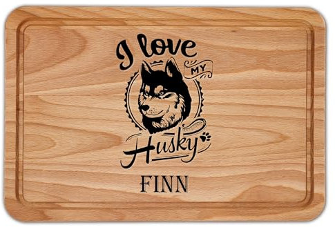 Personalised I Love My Husky Chopping Board Cheeseboard Puppy Dog Kitchen Accessory
