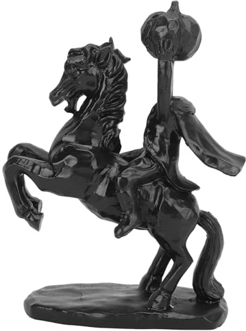 Reiter-Statue aus Kunstharz, handgefertigt, schwarz, Dekofigur für Büro, Zuhause, modernes Design, leicht zu reinigen