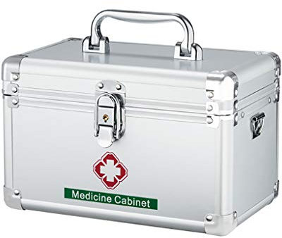 Botiquín de primeros auxilios Caja de primeros auxilios con cerradura Caja de almacenamiento de medicamentos con asa portátil para automóvil, hogar (tamaño: 30,3 cm x 18,1 cm x 19,5 cm) (24,5 cm