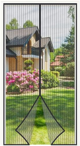 4UMOR Fliegengitter Balkontür 110x230cm stärkere Magnete Fliegengitter Tür Ohne Bohren Insektenschutz Balkontür für Balkontür Wohnzimmer Terrassentür Türvorhang Fliegenvorhang Nicht Kürzbar Schwarz