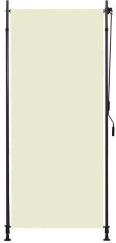 Homgoday Außenrollo Balkonrollo Handkurbelsystem Senkrechtmarkise Vertikalmarkise Sichtschutz Beschattung Sonnenschutz Außen Rollo für Balkon Terrasse 100 x 270 cm Creme