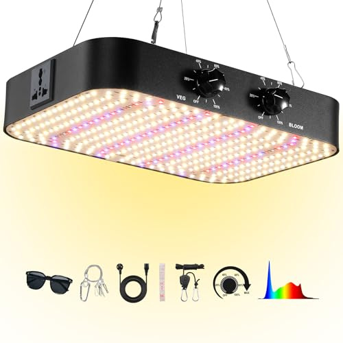 MEISHILE 1200W LED Lampe Horticole Double Dimmable Veg Bloom, Mode Double, Spectre Complet Pour Tente De Culture, Hydroponique (Planche Quantique)