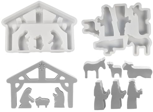 Silikon Gießform Silikonforme - Krippenformen, 3D Gipsform Weihnachten, Krippe, Tischdekorationen - Krippe Silikonformen Für DIY Kerzen, Gips, Handwerk
