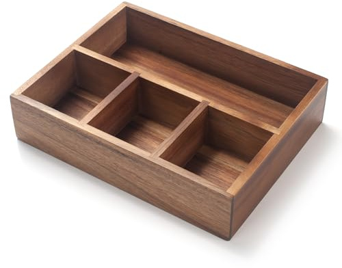 XIMISISE Tea Bag Holder, Acacia Wood Tea Bag Storage Organizer, Tea Candy Basket, Sugar Packet Organizer, Coffee Station Condiment Organizer