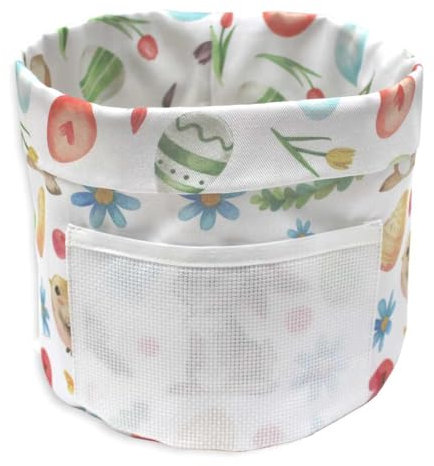 Cestino Porta Pane per Pasqua da Ricamare a Punto Croce, Porta Pane Primaverile in Stoffa con Tela Aida, Cestino Pasquale