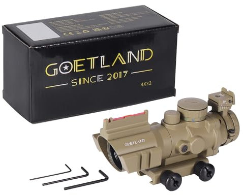 Goetland 4x32 Ottica per Carabina Aria Compressa Cannocchiale da Puntamento Pistola Verde Punto Rosso Red Dot Sight Reflex Sight BDC SFP 20mm