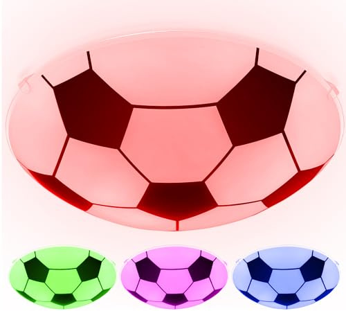 Kinder Decken Lampe DIMMBAR Fußball Glas Leuchte FERNBEDIENUNG im Set inkl. RGB LED Leuchtmittel