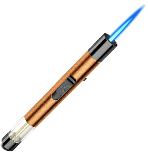 Juspota 19cm Accendino Jet Flame, Accendino Antivento Regolabile, Accendino a Gas Butano Ricaricabile, Accendigas, Accendino Lungo, Arancia (Venduto senza Gas)