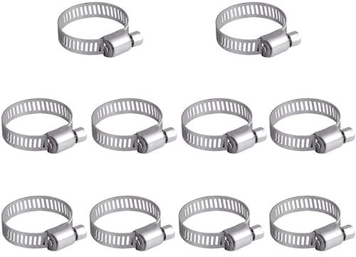 Lot de 10 colliers de serrage réglables en acier inoxydable 304 de 18 à 32 mm