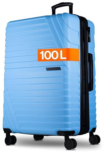Cocoono Hartschalenkoffer XL Groß – 95L - 104L Volumen – 8 Rollen 360° drehbar – Leichter ABS Koffer mit TSA Schloss & Teleskopgestänge – Reisekoffer, Koffer Groß, Trolley (blau, XL)