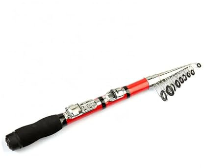 Teilige Spinnrute/Wurfangelrute, Teleskop Angelrute Meer Kurzen Abschnitt Teleskop Köder Stange Angeln Getriebe Angelrute Zubehör(Red-Only Fishing Rod,1.7m)