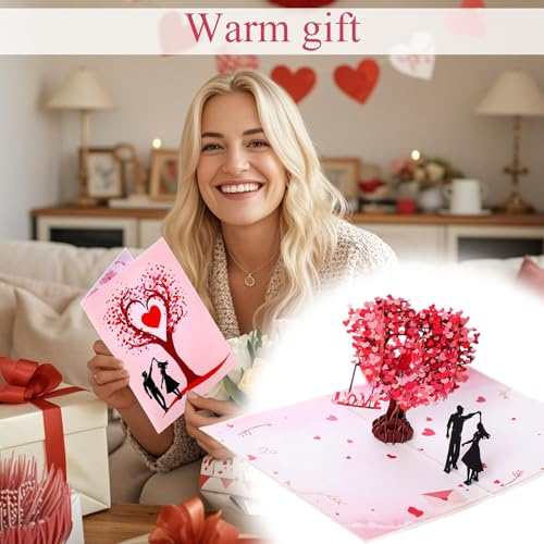 GWAWG Hochzeitskarte Pop Up Karte Hochzeit 3D LOVE Baum Karte Hochzeitstag Valentinstag Verlobungsgeschenk Hochzeitsgeschenk für Brautpaar mit Umschlag Einladungskarten Geldgeschenk