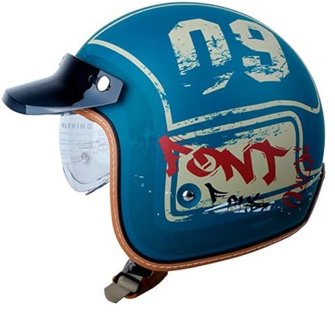 Mezzo Casco Moto Jet Retrò Stile Tedesco ECEDOT Omologato Caschi Demi-Jet Caschi Cromwell Con Visiera Parasole Scooter Casco Da Motociclista Per Uomo Donna Casco Scodella 6,M:57-58CM