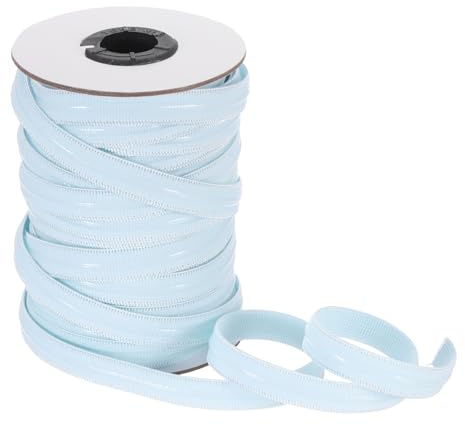 sourcing map Bande élastique antidérapante, 1 cm x 18 m, bleu clair, en polyester, bande extensible en silicone pour vêtements, accessoires, perruques