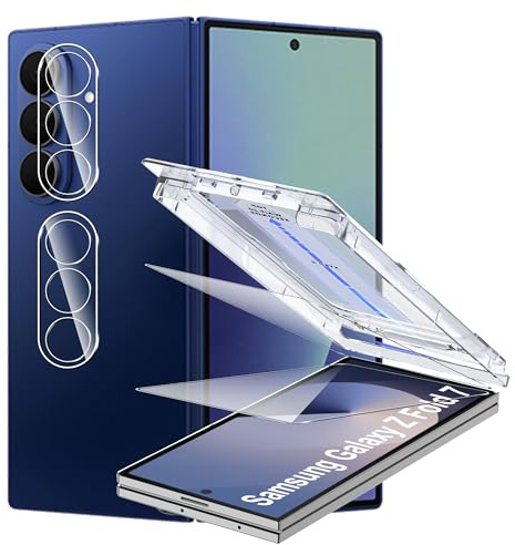 Protector de Pantalla para Samsung Galaxy Z Fold 7 5G Cristal Templado+ Protector de Lente de Cámara, Cobertura Total Vidrio Templado [9H Dureza] HD Film Cristal Templado