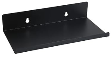 PZJFH 2 Stück Wandregal Schwarz, Kleines Wandregal Aus Metall Mit Ablage Und Absturzschutz, Wandboard Für Bad Küche Schlafzimmer, Schweberegal Zur Platzsparenden Aufbewahrung, Regal Wand