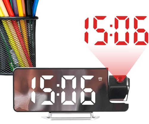 Jiimhte Orologio Proiettore - Sveglia Digitale Proiettore,Termometro con Timer Autoregolazione Luminosa per Camera da Soggiorno Scrivania