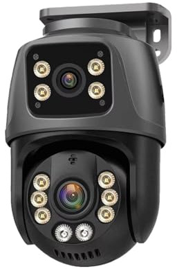 KVBRUI Telecamera IP Poe a Doppio Obiettivo 8MP 4K PTZ a Doppio Schermo Smart Home 360° Telecamera IP di videosorveglianza cablata con rilevamento del Movimento CCTV(2/3'')