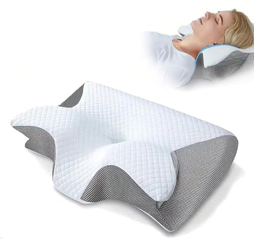 MEIION zen-pro Cuscino Ergonomico per la Cervicale 2 in 1 Oreiller ergonomique à mémoire de forme pour le cou, avec housse amovible et lavable