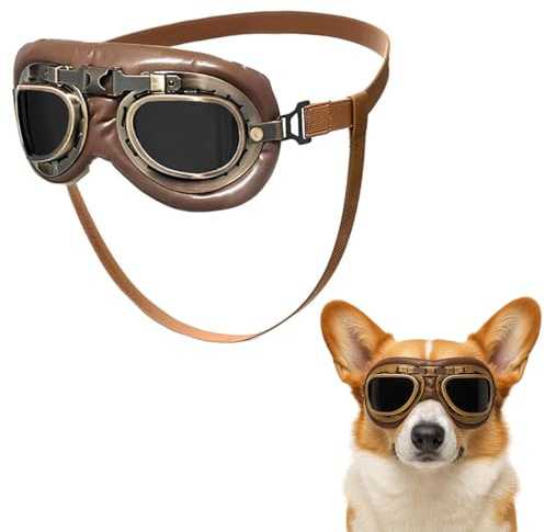 DIFLAX Occhiali da Sole Retrò per Cani, Protezione UV Antivento, Regolabili, Adatte a Cani di Taglia Media-Grande