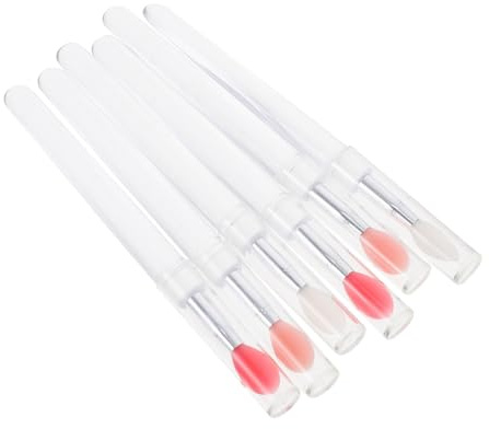 Healvian 6 st Bärbara Silikon Läppborstar med Lock Applikator för Läppstift Läppbalsam och Ögonskugga Återanvändbar Makeupborste för Applicering och Resa