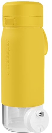 Wessper Botella de vidrio de borosilicato con filtro Actitex Disc, 500 ml, amarillo – sin BPA, a prueba de fugas, apta para lavavajillas – ideal para exterior, fitness y desplazamientos
