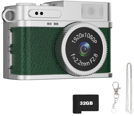 Appareil photo vintage de poche 38 mm Design compact Résolution vidéo 1080p Écran couleur Simple Système d'opération 4 boutons Caméra vintage