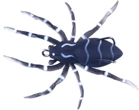 Veemoon Leurre Araignée de Pêche 3D Noir Taille 3, Appât Artificiel en Abs Hameçons Triples, Leurre de Simulation Réaliste pour Pêche Sportive en Eau Douce et Salée