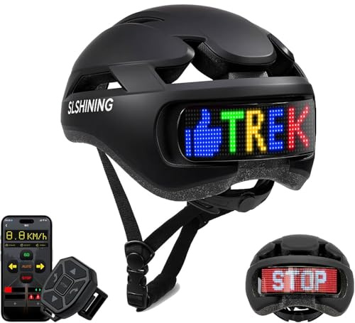 Fahrradhelm Herren mit Licht, Intelligenter App-Programmierbarer Fahrradhelm mit Rückseitigem LED-Display und USB-Aufladung, mit Blinker-Fernbedienung
