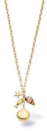 Purelei Ocean Crush - Collana da donna in acciaio inox con ciondolo marittimo, conchiglia, stella marina e pesce, catena regolabile 40-45 cm, gioielli da donna per occasioni speciali, Eine Grösse
