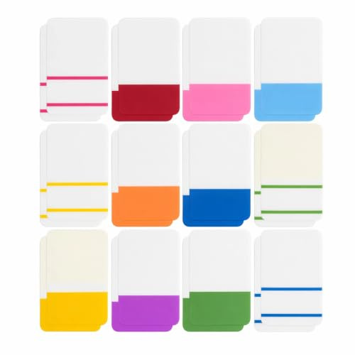 480 Stück Haftstreifen, 24 Set Haftnotizen Selbstklebend, Kleberegisterkarten Seitenmarker Sticky Notes zum Markieren Beschriften Klebezettel Tabs für Bücher Dokumente Büro Tagebuch Ordner