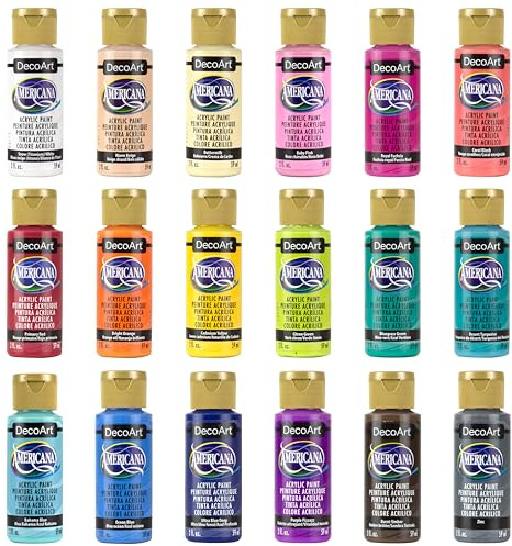 Americana - Pintura acrílica, juego de 18 colores, púas populares, botella de 2 fl oz