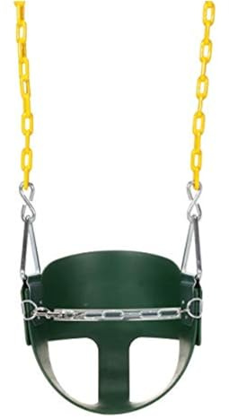 Eastern Jungle Gym Heavy-Duty High Back Half Bucket Toddler Swing Seat with Coated Swing Chains and Safety Strap