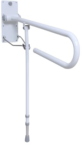 HOMECRAFT Folding Rail with Support Leg – Drop Down Grab Rails for Bathroom, Disabled Toilet Handle, Toilet Rails for Elderly Adults, Height Adjustable Safety Support Bar with Non-Slip Tips