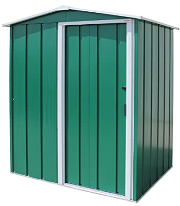 Duramax ECO 5 x 4 (1.56 m²) Metallgerätehaus, feuerverzinktes Metall gerätehaus - Geräteschuppen, verstärkte Dachkonstruktion, wartungsfreier und wetterfester Metallschuppen, Grün
