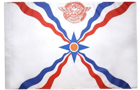 AZ FLAG Flagge Assyrer neu 90x60 cm Fahne Assyrien Polyester 100D Hohlsaum | Für innen und außen dekorative Flagge doppelte Nähte und verstärkte Kanten mit Masttunnel 100D Polyester